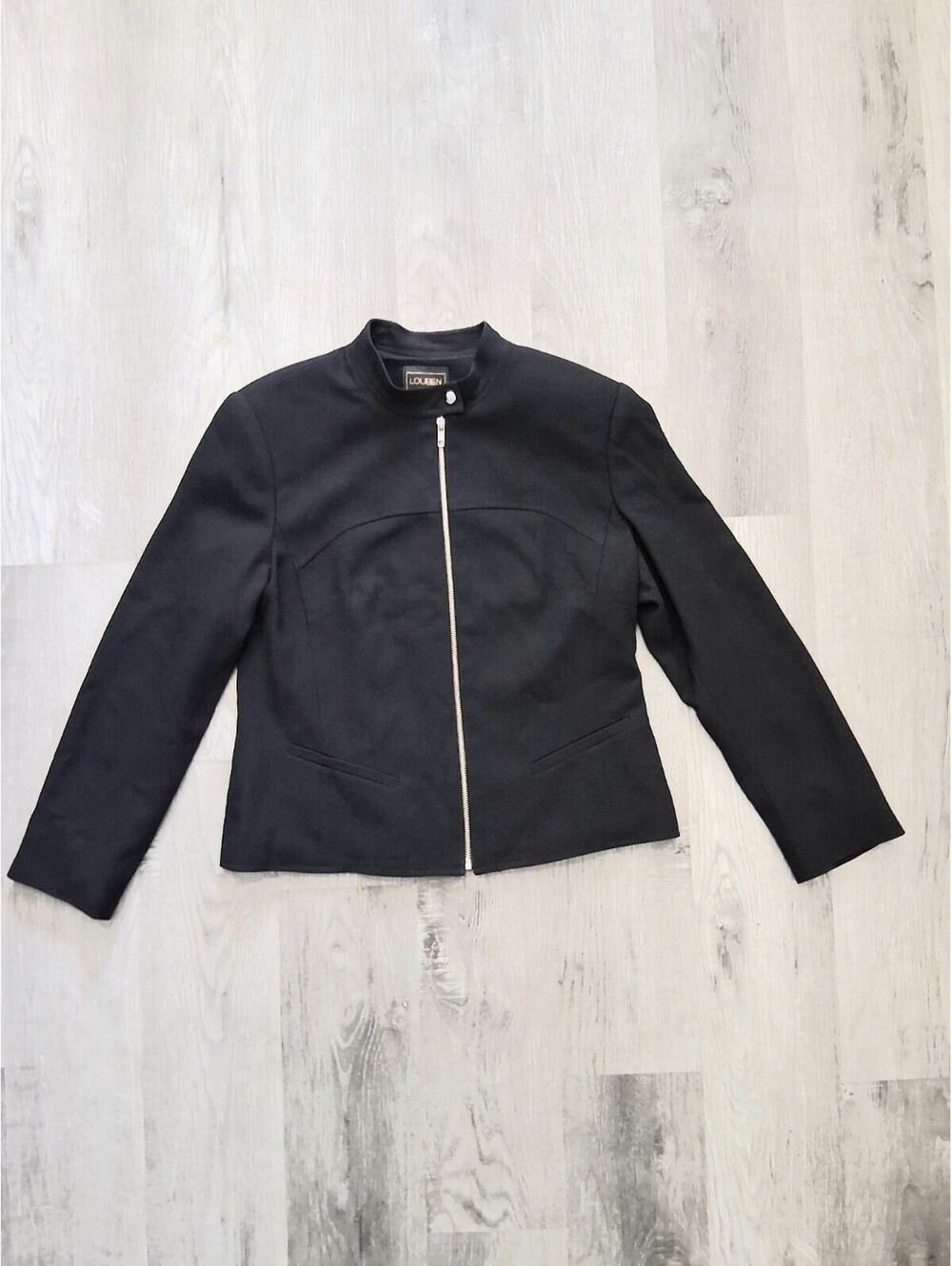 Vintage Louben Women's Size 12 Black Full Zip Blazer Jacket Made in Canada